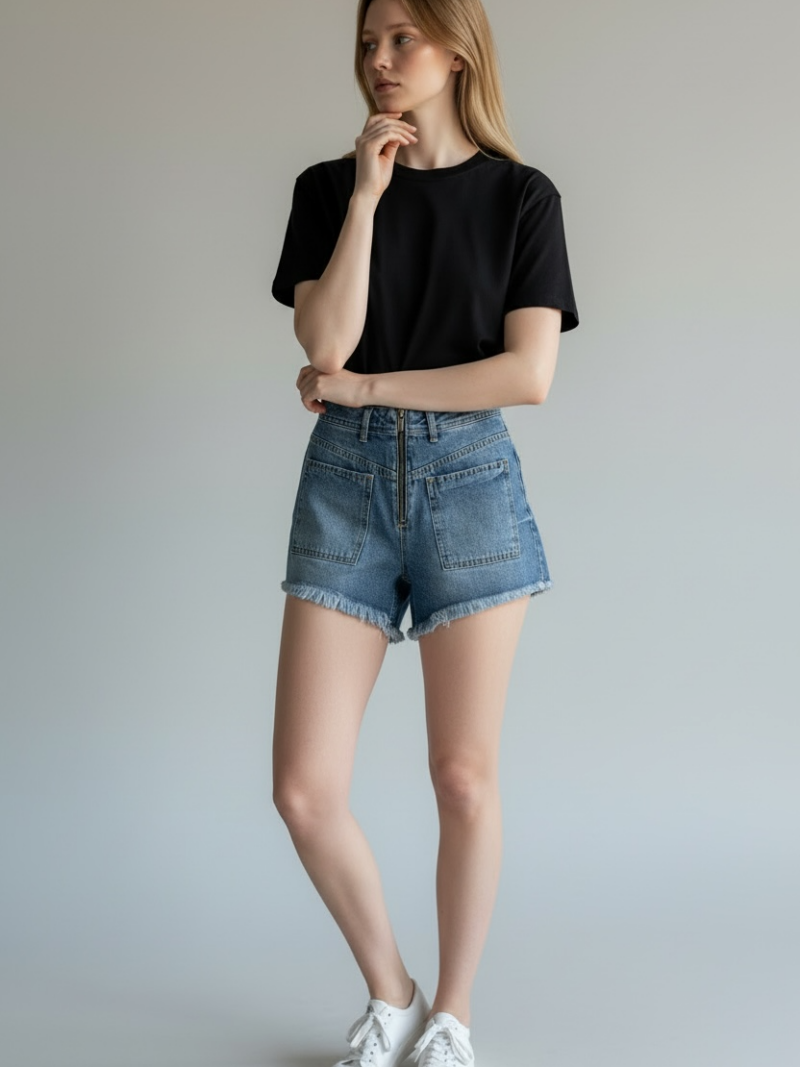 shorts mom br. a fio ziper frontal