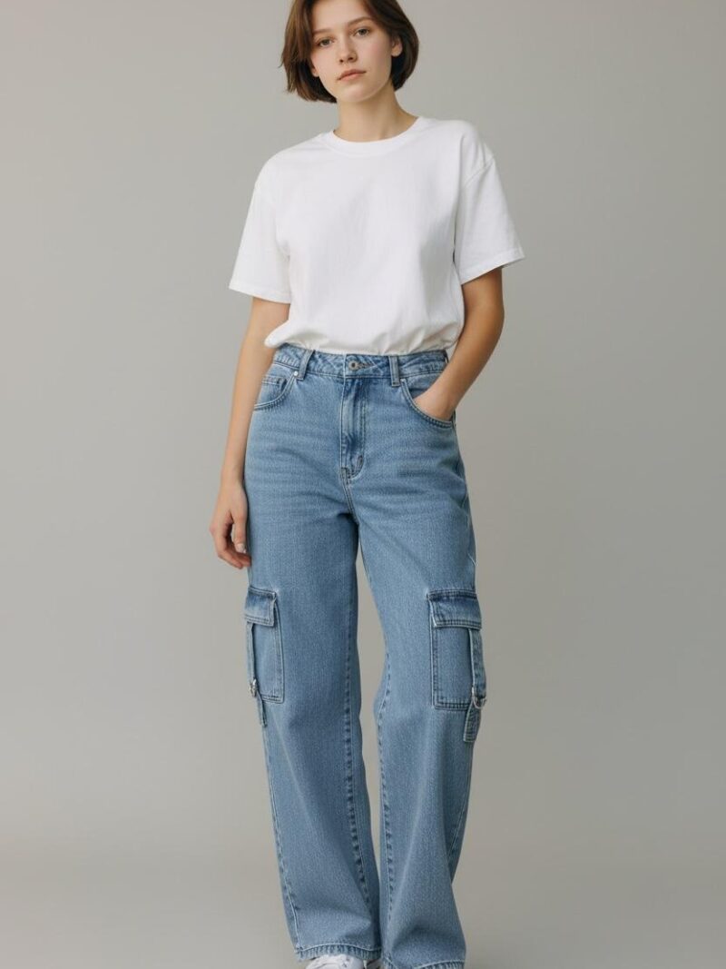 c.wide leg cargo marmorizada